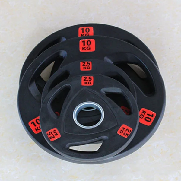 Three Hole Handheld Barbell Disc, Rubber Covered, Weight Lifting Weights, 5cm Hole Barbell Plates, Weight Lifting Weights - Image 3