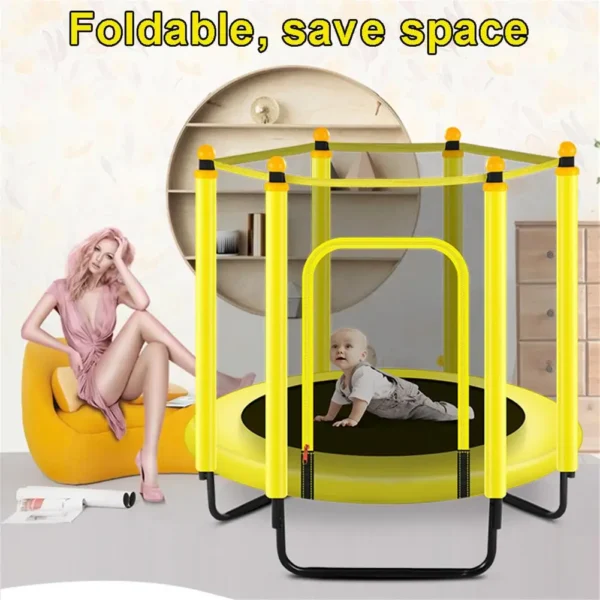 Round Kids Mini Trampoline Enclosure Net Pad Rebounder Outdoor Exercise Home Toys Jumping Bed Safety Net Protection Guard - Image 6