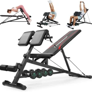 Adjustable Weight Bench with Hyper Back Extension, Preacher Curl, Roman Chair, Ab Sit up Bench for Full Body Workout,