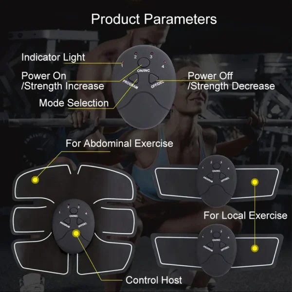 Electric EMS Muscle Stimulator Wireless Buttocks Trainer Abdominal ABS Stimulator Fitness Body Slimming Massager Sculpt Machine - Image 6