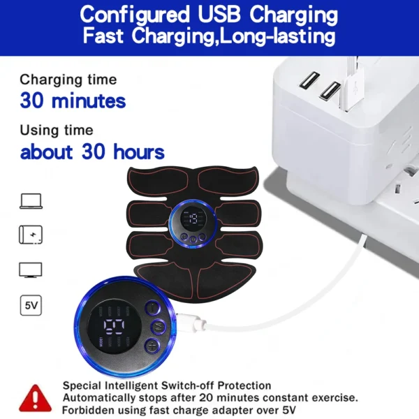 8 Modes EMS Wireless Muscle Stimulator Fitness Trainer ABS Abdominal Electric Weight Loss Body Slimming Massageador USB Charging - Image 2