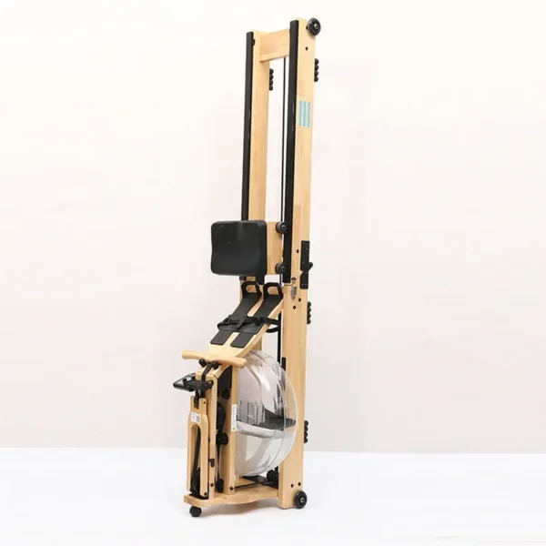 Water Resistance White Wax Wood Rowing Machine Bluetooth App Adjustable Water Resistance Rowing Machine - Image 3