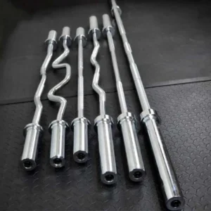 Chrome Barbells Weight Lifting Gym Curved Barbell 2.2m