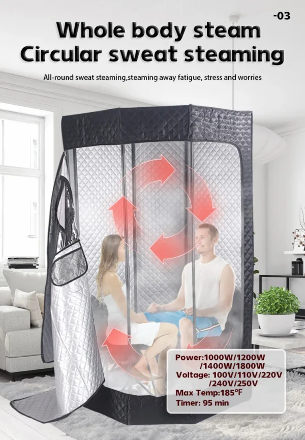 2024 Capsule Device Personal Large Bag Box Home Pot Outdoor Steam Portable Sauna Tent Room 2 Person Manufacturers with Steamer - Image 6