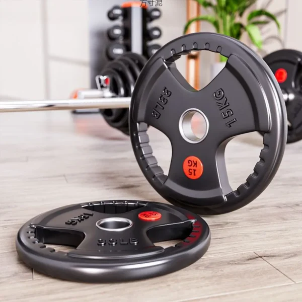 Weightlifting Hard Pull Rubber Barbell Plates Large Hole Bar Barbell Plates Three Hole Handheld Barbell - Image 2
