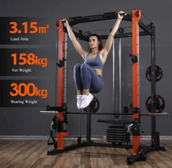 Multi Functional Home Gym Equipment Pull up Bar Pulley Cable Smith Machine Squat Rack - Image 2