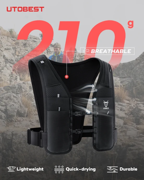 UTOBEST UTR113 Reflective Running Hydration Vest Adjustable Phone Holder for Training Cycling Night Running - Image 2