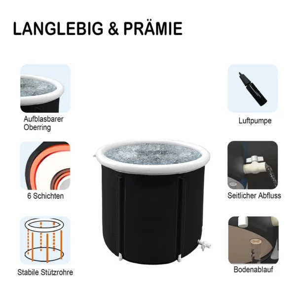 Inflatable Bathtub Foldable Adult Portable Outdoor Bathtub PVC Inflatable SPA Ice Bath Challenge Ice Therapy Ice Bath Tub - Image 3