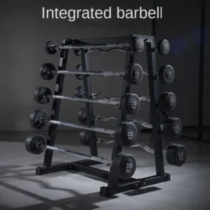 10 Pieces Fixed Barbell Set With Barbell Rack, 200KG Barbells Indoor Workout Equitment Gym Integrated Rubber Covered Barbell
