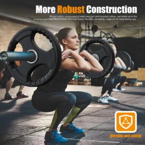 1Pair Rubber Weight Plates, 2-inch Grip Plate for Weightlifting and Strength Training, Anti-slip Cast Iron Weight Plates for Gym