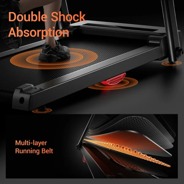 Be suitable for 3.0HP Brushless Foldable Home Treadmill | 300LB Capacity | HR Monitor & Dual Shock Absorption | Cup/Phone Holder - Image 3