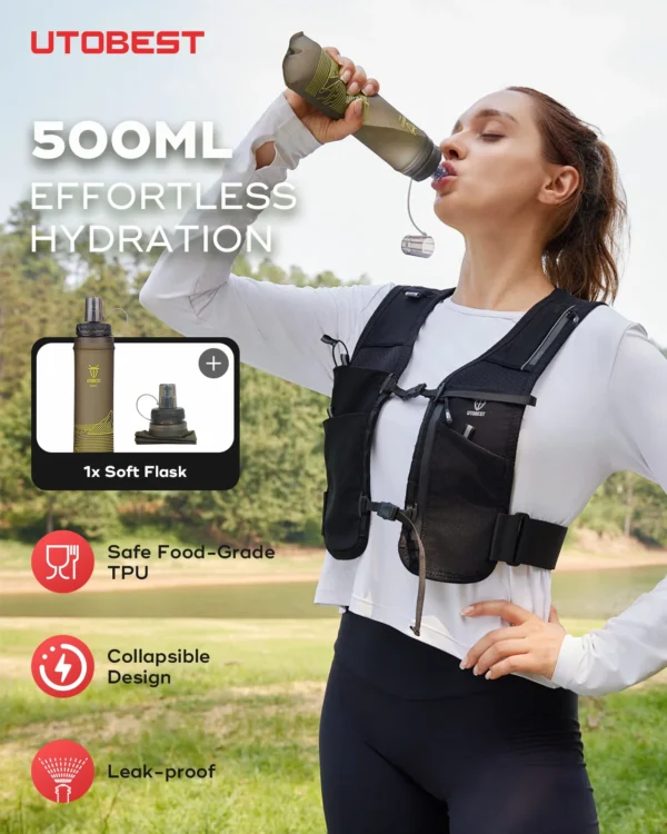UTOBEST UTR113 Reflective Running Hydration Vest Adjustable Phone Holder for Training Cycling Night Running - Image 6