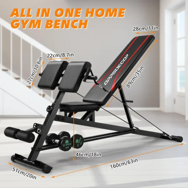 Adjustable Weight Bench with Hyper Back Extension, Preacher Curl, Roman Chair, Ab Sit up Bench for Full Body Workout, - Image 5