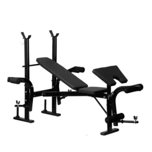 Multi-Function Home Fitness Rack with Metal Barbell Bench Press Squat Rack All-in-One Weight Bench