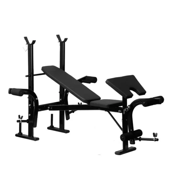Multi-Function Home Fitness Rack with Metal Barbell Bench Press Squat Rack All-in-One Weight Bench