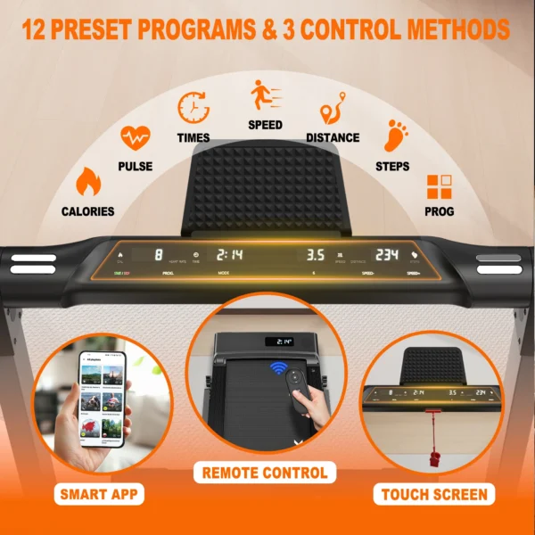 Mettlematic 2-in-1 Treadmill for Home, 12 Km/H, Dual Led Display, 12 Programs, Foldable, Shock-Absorbing, App Compatible, 2-Year - Image 5