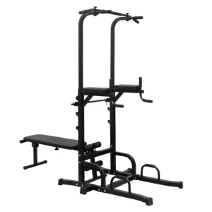 Power Tower With Bench Pull Up Bar Dip Station Adjustable Height Dip Stand Heavy Duty Multi-Function Fitness Rack For Home Gym