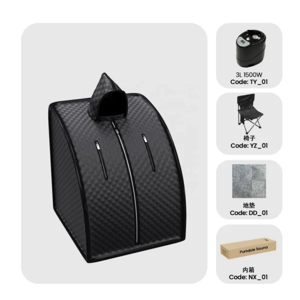 Modern 1-Person Portable Indoor Steam Mini Sauna Tent Straight Bracing Type with Steamer for Home Spa Personal Steam Room - Image 3