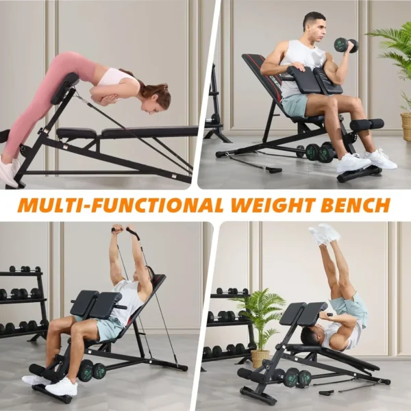 Adjustable Weight Bench with Hyper Back Extension, Preacher Curl, Roman Chair, Ab Sit up Bench for Full Body Workout, - Image 3