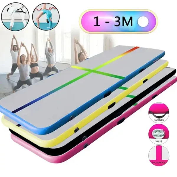 Air Tracks Inflatable Durable 1x0.6x0.1m Gymnastics Mat Tumbling Gym Mat With Colorful Line Indoor Yoga Floor For Training Use - Image 2