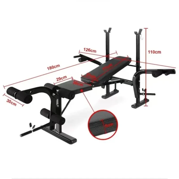 Multi-Function Home Fitness Rack with Metal Barbell Bench Press Squat Rack All-in-One Weight Bench - Image 4