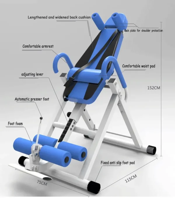 Multi Heavy Duty Inversion Table with Adjustable Headrest & Protective Belt Back Stretcher Machine for Back Pain Relief Therapy - Image 6