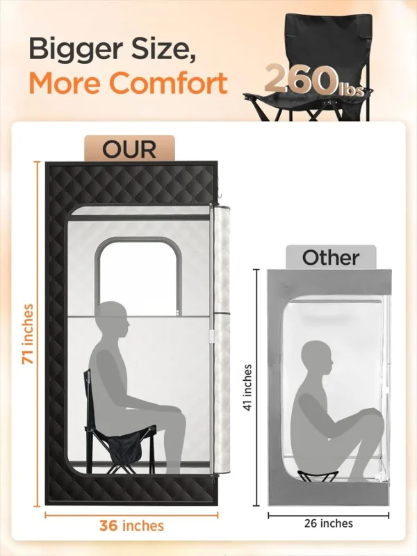 Sauna Box, Portable Sauna for Home, Personal Steam Sauna Tent with 1200W 3L Steamer Heater, 15 Levels, Remote Control, Foldable - Image 3