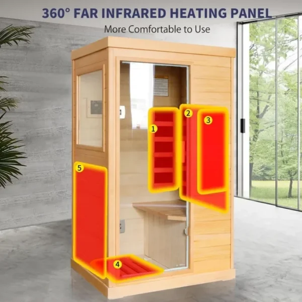 Far Infrared Sauna Home Saunas Room 800W/110V Low-EMF Canadian Hemlock Wood Indoor Dry Sauna for Home with Control Panel - Image 6