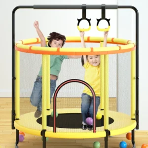 Trampoline for Children Exercise Trampoline with Protective Net Equipped Indoor Sports Entertainment Support 300 KG
