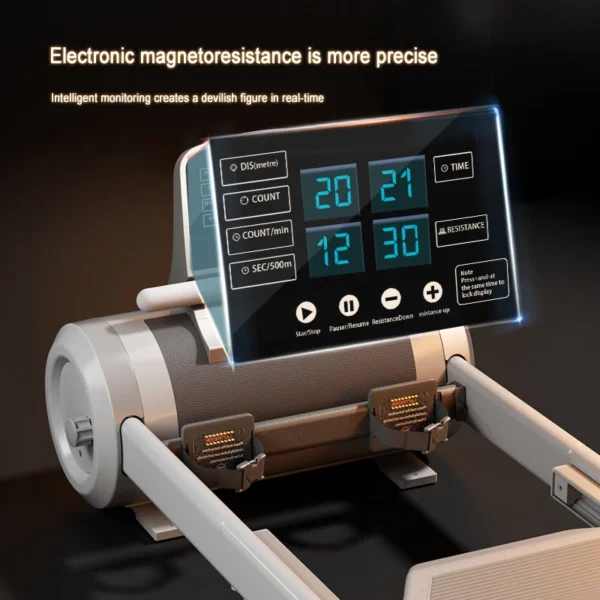 Super Fat Burning Intelligent Magnetic Reluctance Dual Track Rowing Machine, Home Gym Folding Fitness Equipment Rowing Machine - Image 5