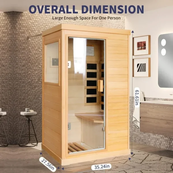 Far Infrared Sauna Home Saunas Room 800W/110V Low-EMF Canadian Hemlock Wood Indoor Dry Sauna for Home with Control Panel - Image 3