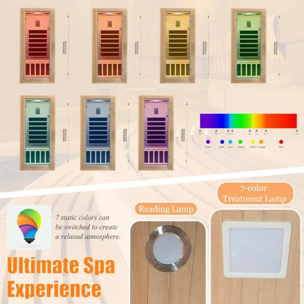 Dynamic Home Sauna FAR Infrared 1 Person Room Light Therapy with Control Panel Low-EMF Tech Red cedar - Image 4