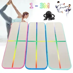 Air Tracks Inflatable Durable 1x0.6x0.1m Gymnastics Mat Tumbling Gym Mat With Colorful Line Indoor Yoga Floor For Training Use