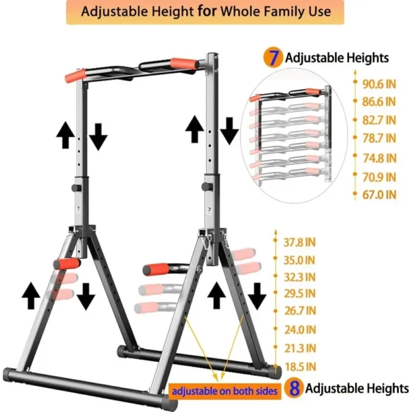 Foldable Power Tower Dip Station Pull Up Bar Station Adjustable Multifunction Fitness Tower Station Training Equipment Outdoor - Image 2