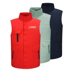 Customized logo vest, DIY logo soft shell stand up collar zipper vest, suitable for hiking, fishing, advertising tops