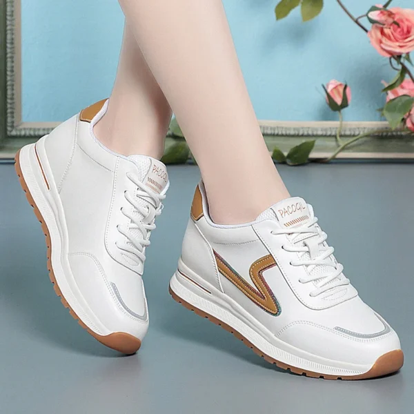 Spring Round Head Deep Mouth Sneakers Women Light Versatile Breathable Cross Casual White Shoes Forrest Tennis Sneaker - Image 3