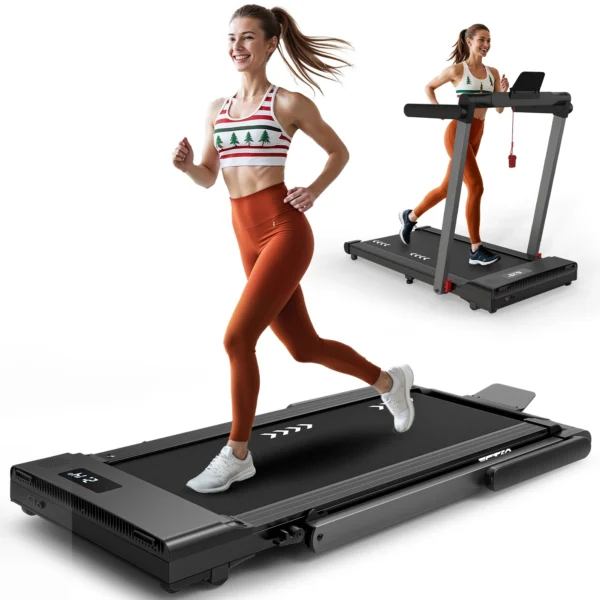 Mettlematic 2-in-1 Treadmill for Home, 12 Km/H, Dual Led Display, 12 Programs, Foldable, Shock-Absorbing, App Compatible, 2-Year