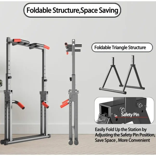 Foldable Power Tower Dip Station Pull Up Bar Station Adjustable Multifunction Fitness Tower Station Training Equipment Outdoor - Image 4
