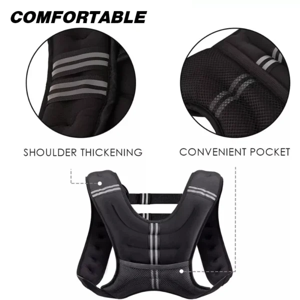 Weighted Vest 5KG Body Weight Vest Exercise Set with Reflective Stripe Double Adjustable Buckle Straps Home Gym Equipment - Image 5