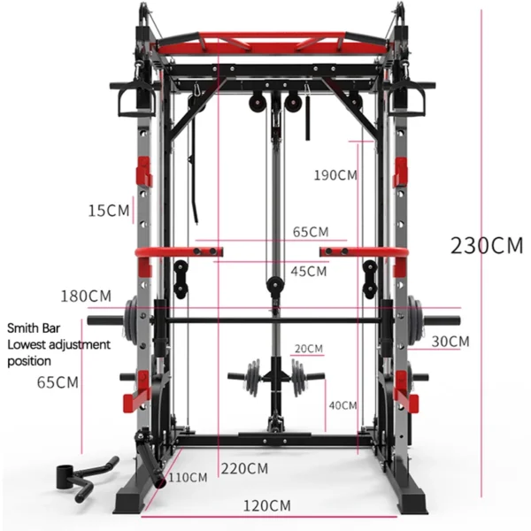 Smith machine squat rack, gantry stand, household comprehensive trainer, free squat bench press stand - Image 4