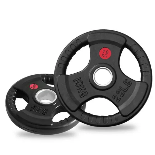 Weightlifting Hard Pull Rubber Barbell Plates Large Hole Bar Barbell Plates Three Hole Handheld Barbell - Image 6