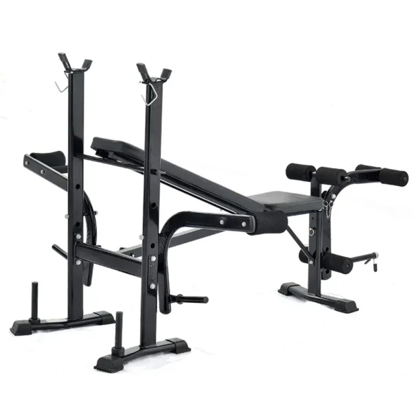 Multi-Function Home Fitness Rack with Metal Barbell Bench Press Squat Rack All-in-One Weight Bench - Image 2