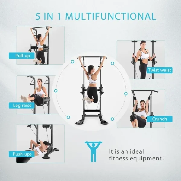 tt Multi-Function Power Tower with Backrest Workout Dip Station Pull Up Bar Stand Fitness Strength - Image 6