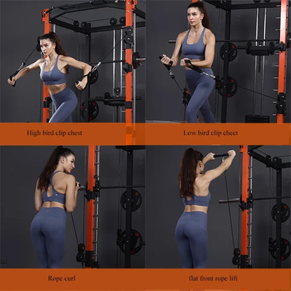 Multi Functional Home Gym Equipment Pull up Bar Pulley Cable Smith Machine Squat Rack - Image 5