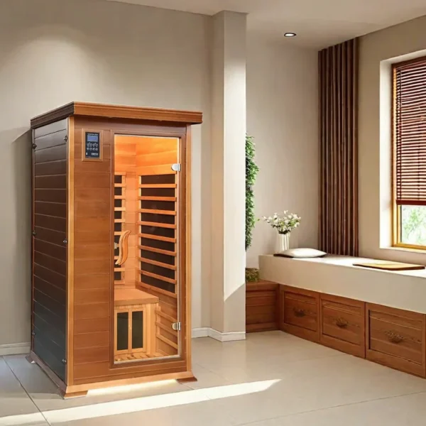 Dynamic Home Sauna FAR Infrared 1 Person Room Light Therapy with Control Panel Low-EMF Tech Red cedar - Image 5