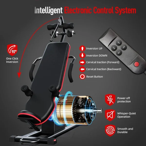 Electric Inversion Table for Back Pain Relief/Heavy Duty Inversion Table with 180 Degree Full Inversion & 3D Memory Foam - Image 6