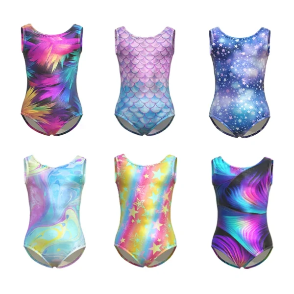 Girls Gymnastics Ballet Leotards Toddler Colorful SleevelessTank Leotard Kids Dancewear Activewear Random color