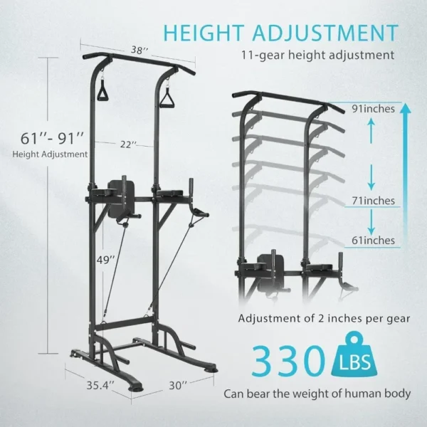 tt Multi-Function Power Tower with Backrest Workout Dip Station Pull Up Bar Stand Fitness Strength - Image 4