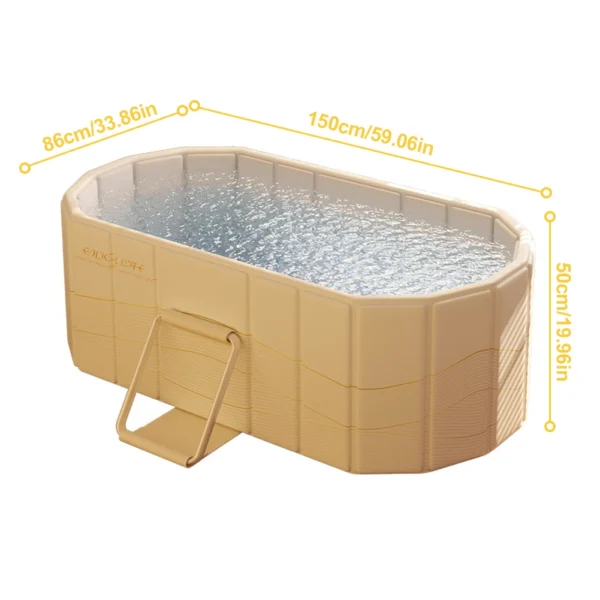 Foldable Portable Hot Tub with Dual Drainage Design for Home Gym Large Collapsible Ice Bath Tub for Relaxation - Image 3