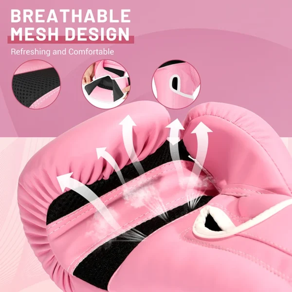 FIVING Pro Style Boxing Gloves for Women, PU Leather, Training Muay Thai,Sparring,Fighting Kickboxing,Adult Heavy Punching Bag G - Image 4
